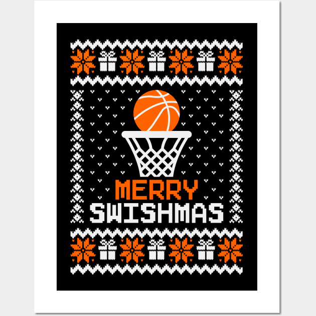 Merry Swishmas Basketball Ugly Sweater Wall Art by Hobbybox